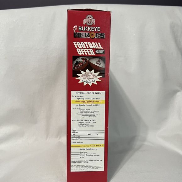 OSU Buckeye Heroes Signed Full Cereal Box Autographed by Hawk, Carpenter… - Picture 4 of 14